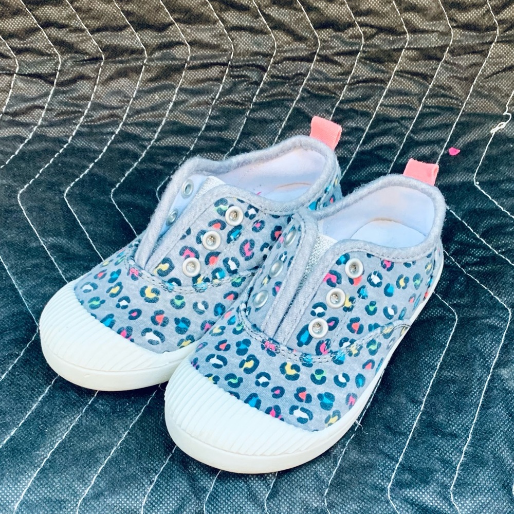 Toddler Girl multi colored leopard print sneakers
